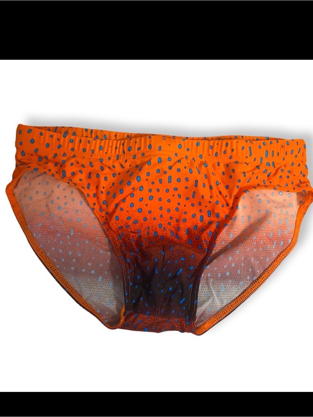 Men's Orange Swim Briefs with Blue Dot Print